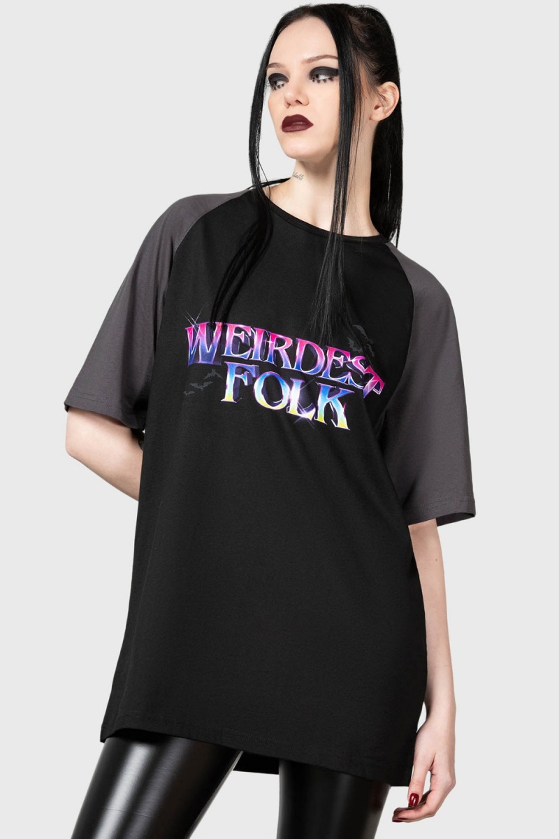Killstar Weirdest Ones T-Shirt Negros | 21064-AJQV
