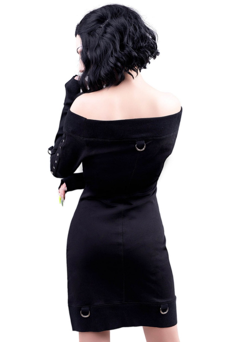 Killstar Wicked Riffs Sueter Vestido Negros | 50694-HZUX