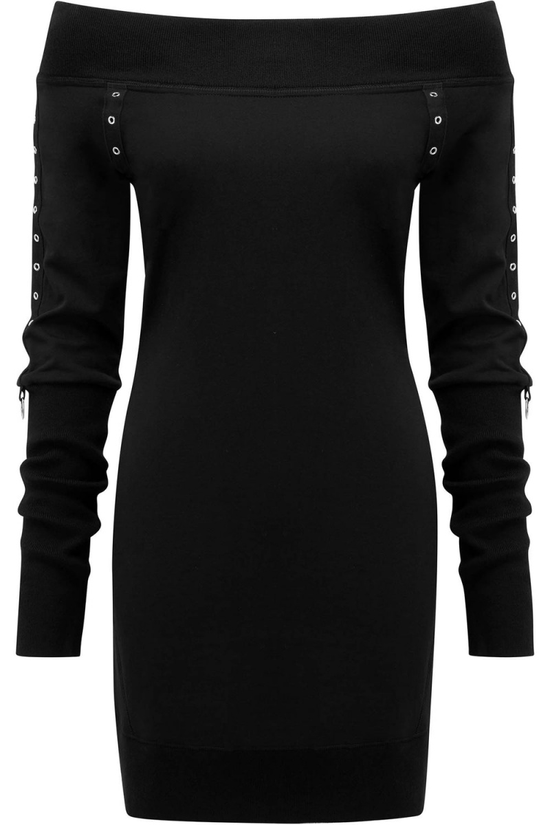 Killstar Wicked Riffs Sueter Vestido Negros | 50694-HZUX