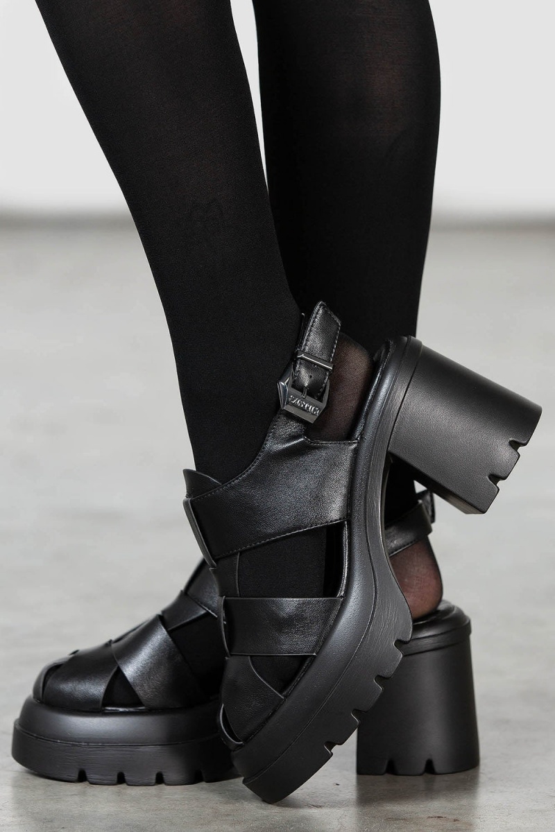 Killstar Wintermoss Plataforma Sandals Negros | 86037-PJNU