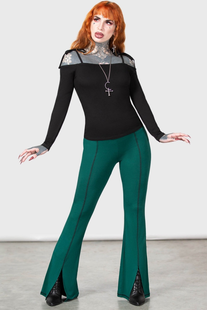 Killstar Withering Wench Bardot Top Negros | 57239-SLDT