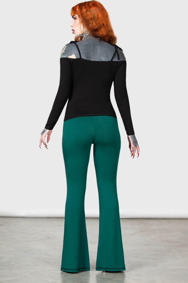 Killstar Withering Wench Bardot Top Negros | 57239-SLDT