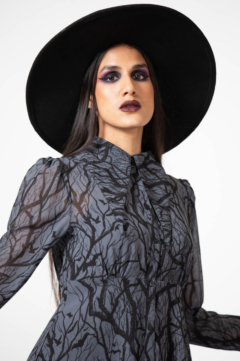 Killstar Woodland Witch Collar Vestido Negros | 49135-SWUL