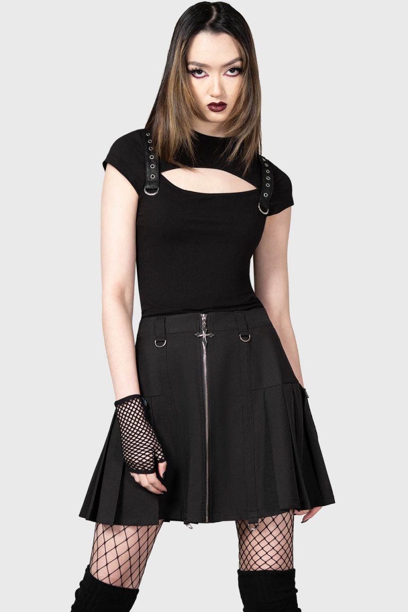 Killstar Xara Keyhole Top Negros | 37140-ZQVI